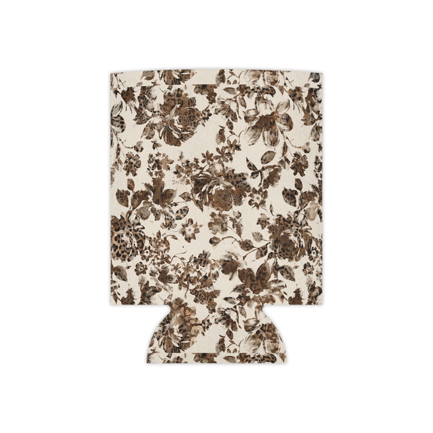 Tan with Flowers Can Cooler